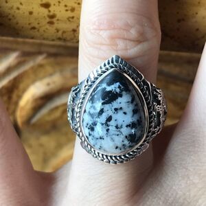 Natural White Buffalo Sterling Silver Ring Size 6